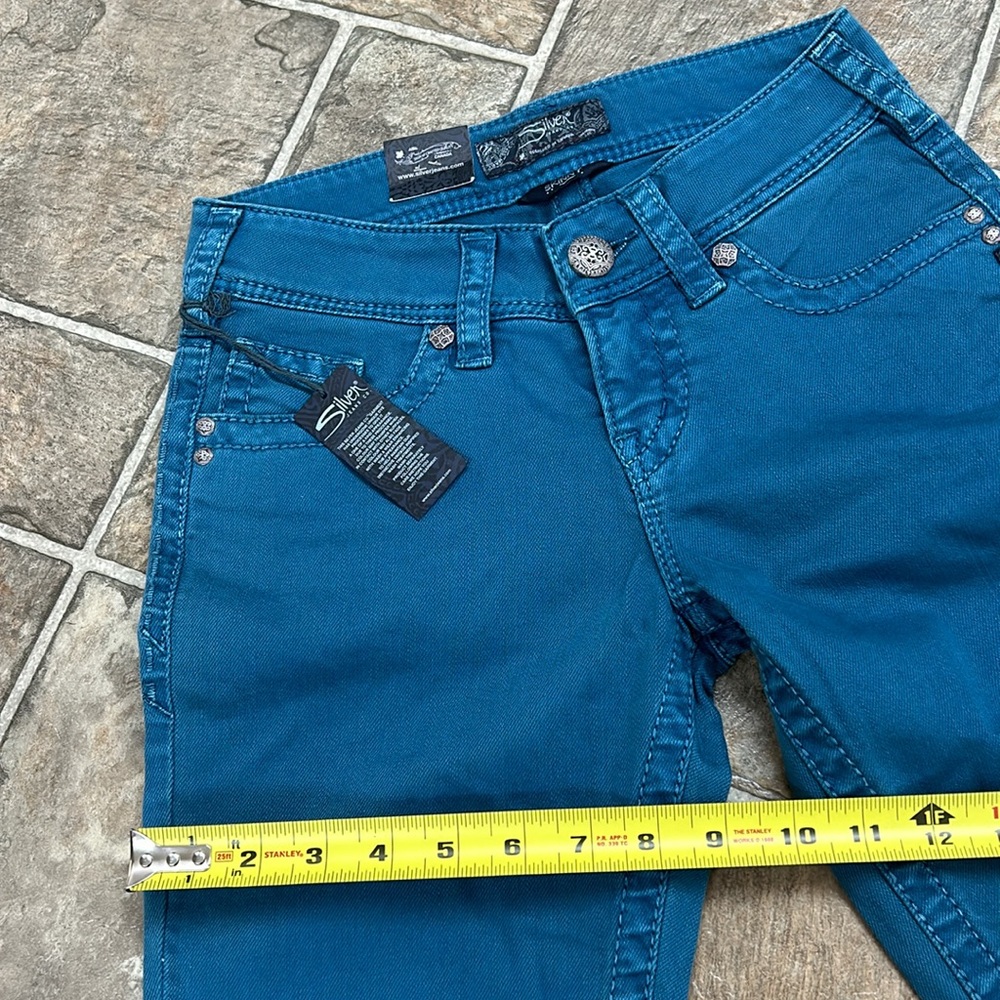 Silver Suki Skinny Jeans, Teal - Picture 14 of 15